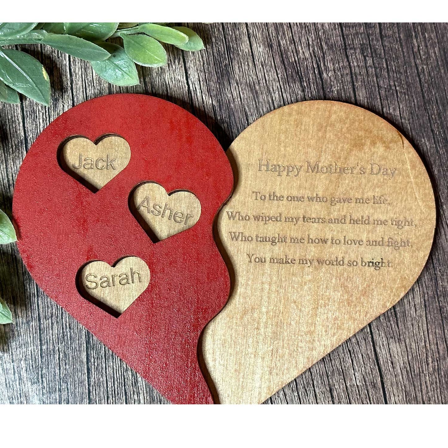 Happy Mothers Day 3D Heart with Poem - Personalized Wall Art for a Mother's Day Gift