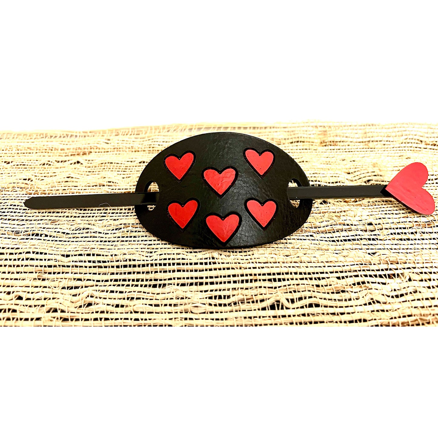 Hearts Leather Hair Tie With Hair Stick