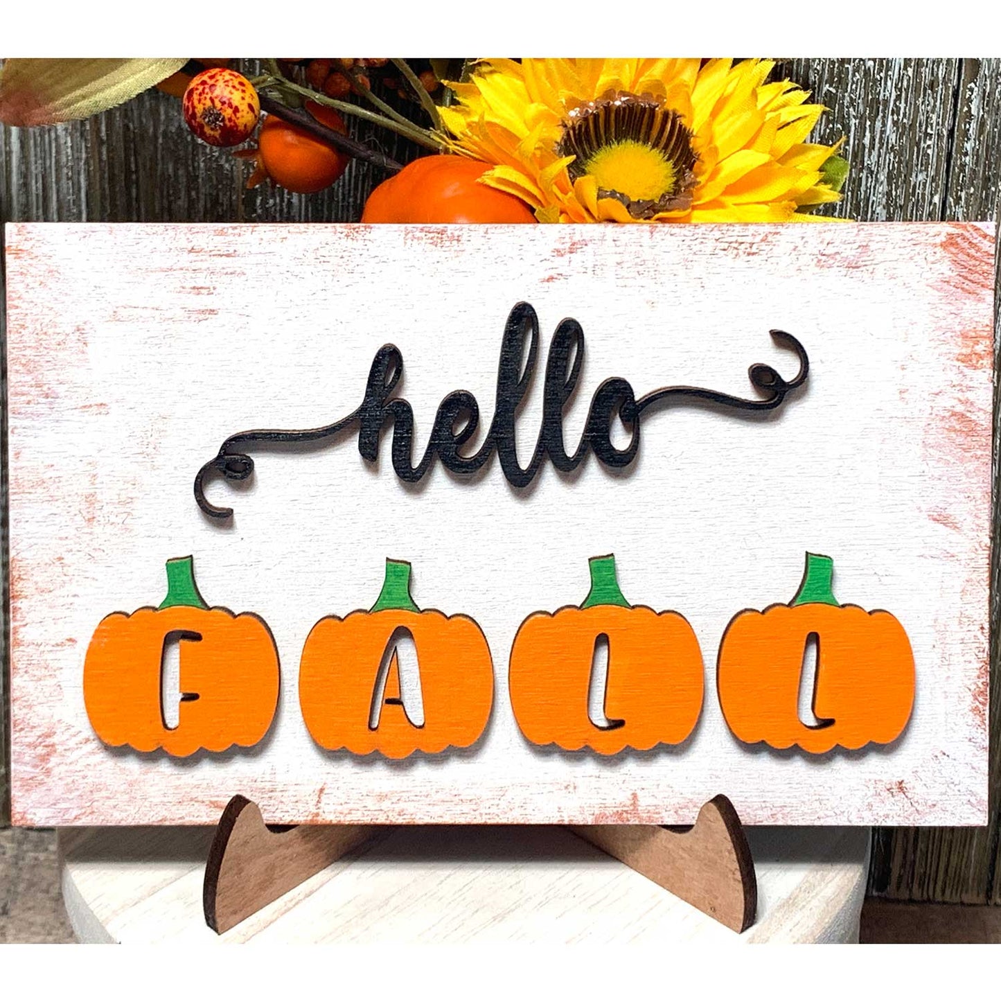 Hello Fall Sign on an Easel