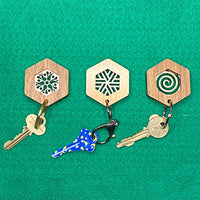 Hexagonal Key Fobs With Three Motifs