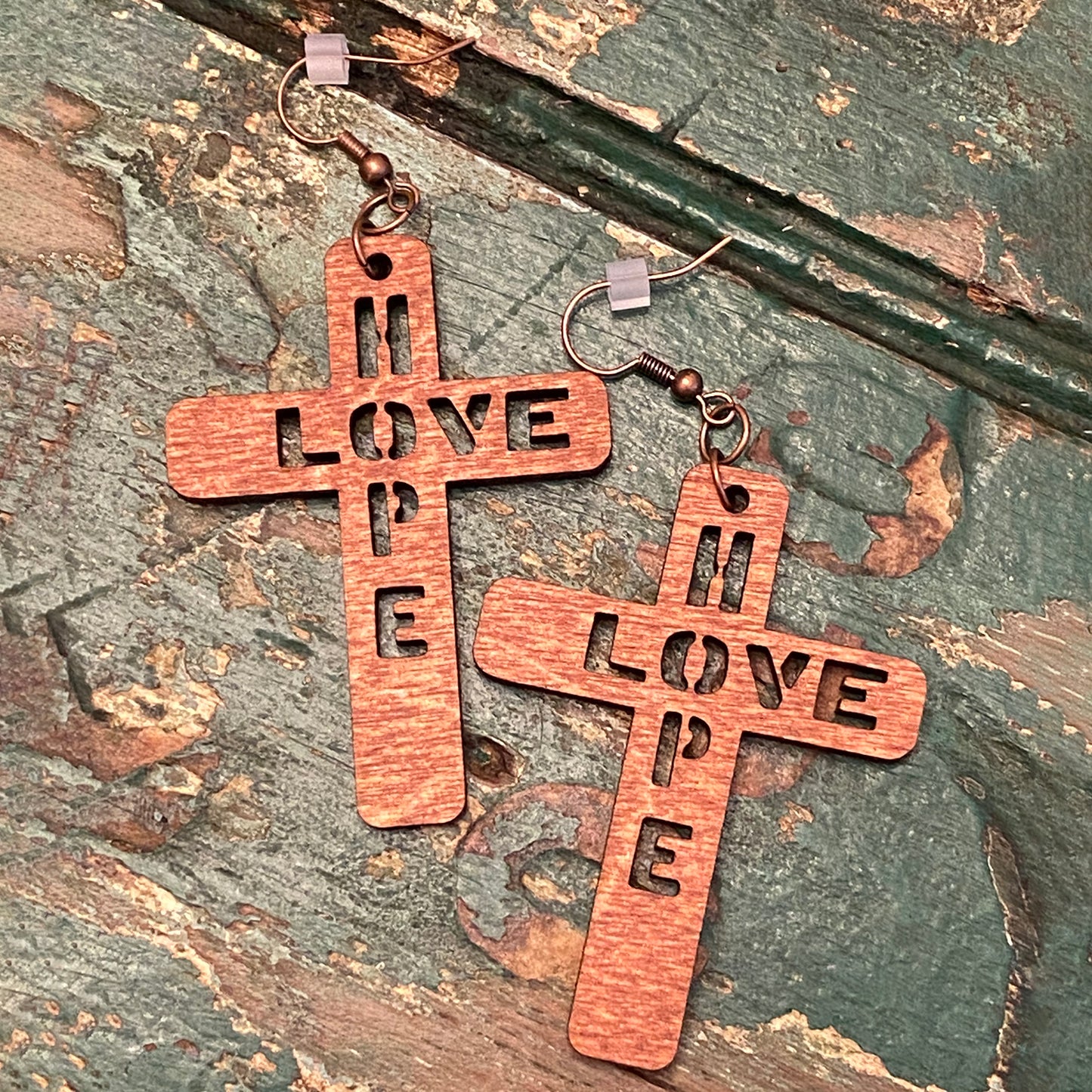 Hope Love Cross Dangle Earrings