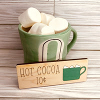 Hot Cocoa Marshmallow Coffee Bar Shelf Sitter Winter Sign