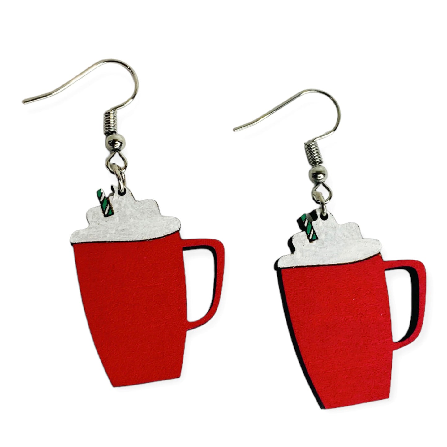 Hot Cocoa and Whipped Cream Holiday Mug Dangle Earring Set