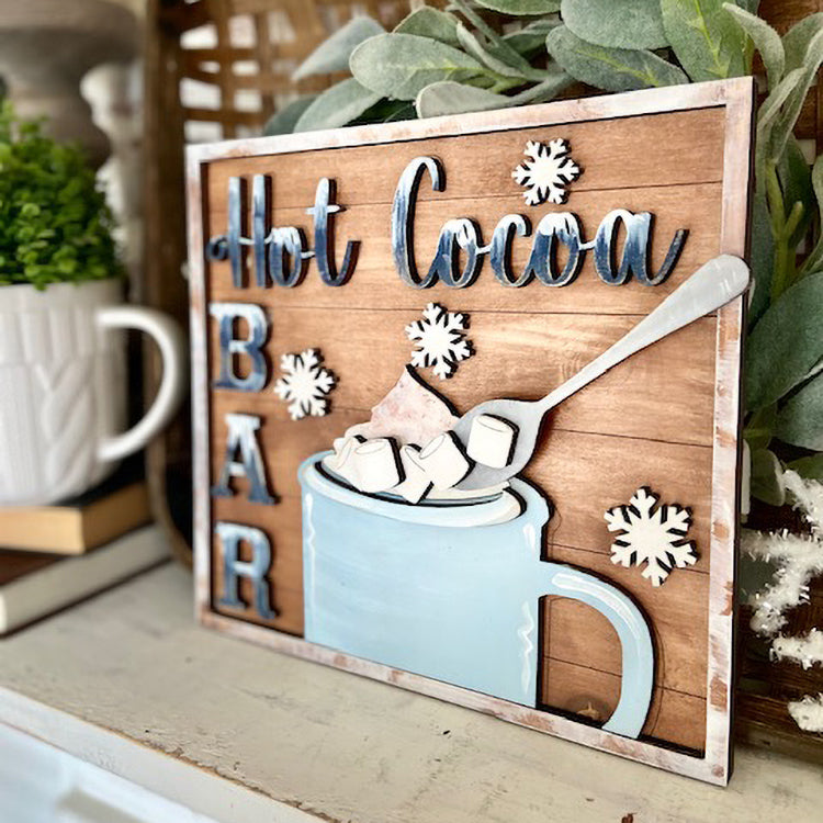 MUCHNEE Personalized Hot Cocoa Bar Round Wooden Sign Decor for Home Bar Pub  Kitchen Farmhouse, Rustic Hot Chocolate Bar Sign, Custom Name Hot Cocoa