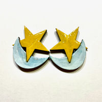 I Love You to the Moon - Star and Moon Stud/Post Earrings