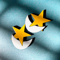 I Love You to the Moon - Star and Moon Stud/Post Earrings