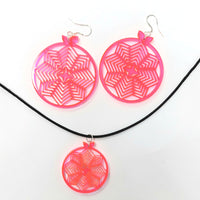Illusionary Flower Earrings and Pendant Set