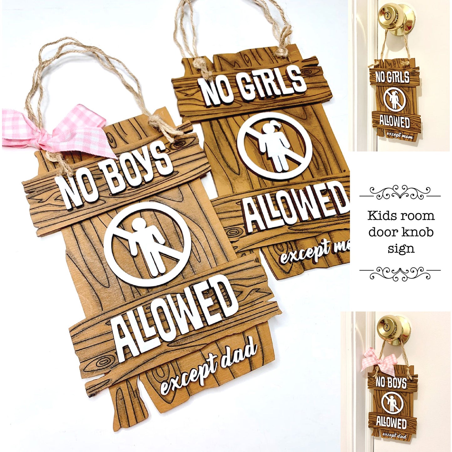 Kids Room No Girls Door Handle Sign