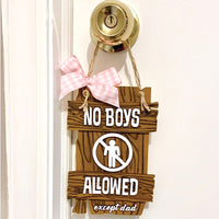 Kids Room No Boys Door Handle Sign