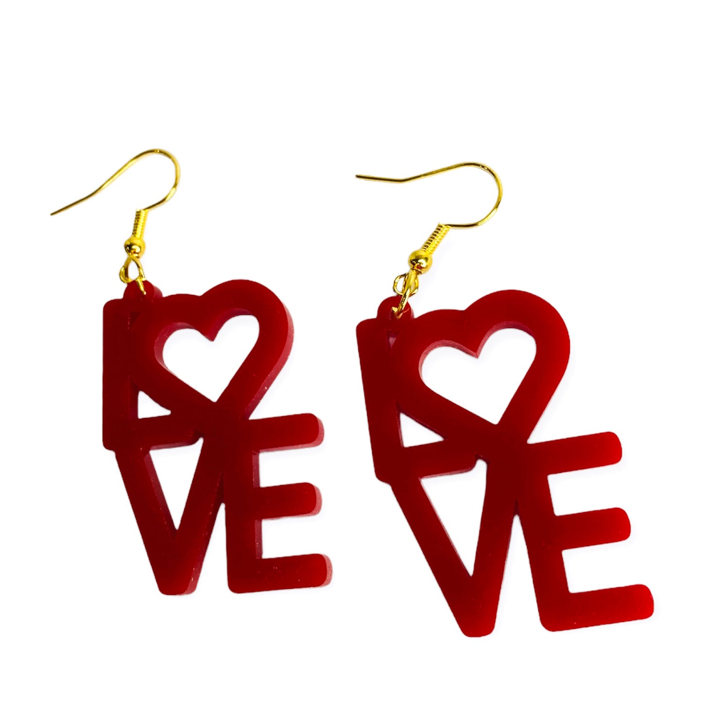 LOVE Word Stack Valentine's Dangle Earrings