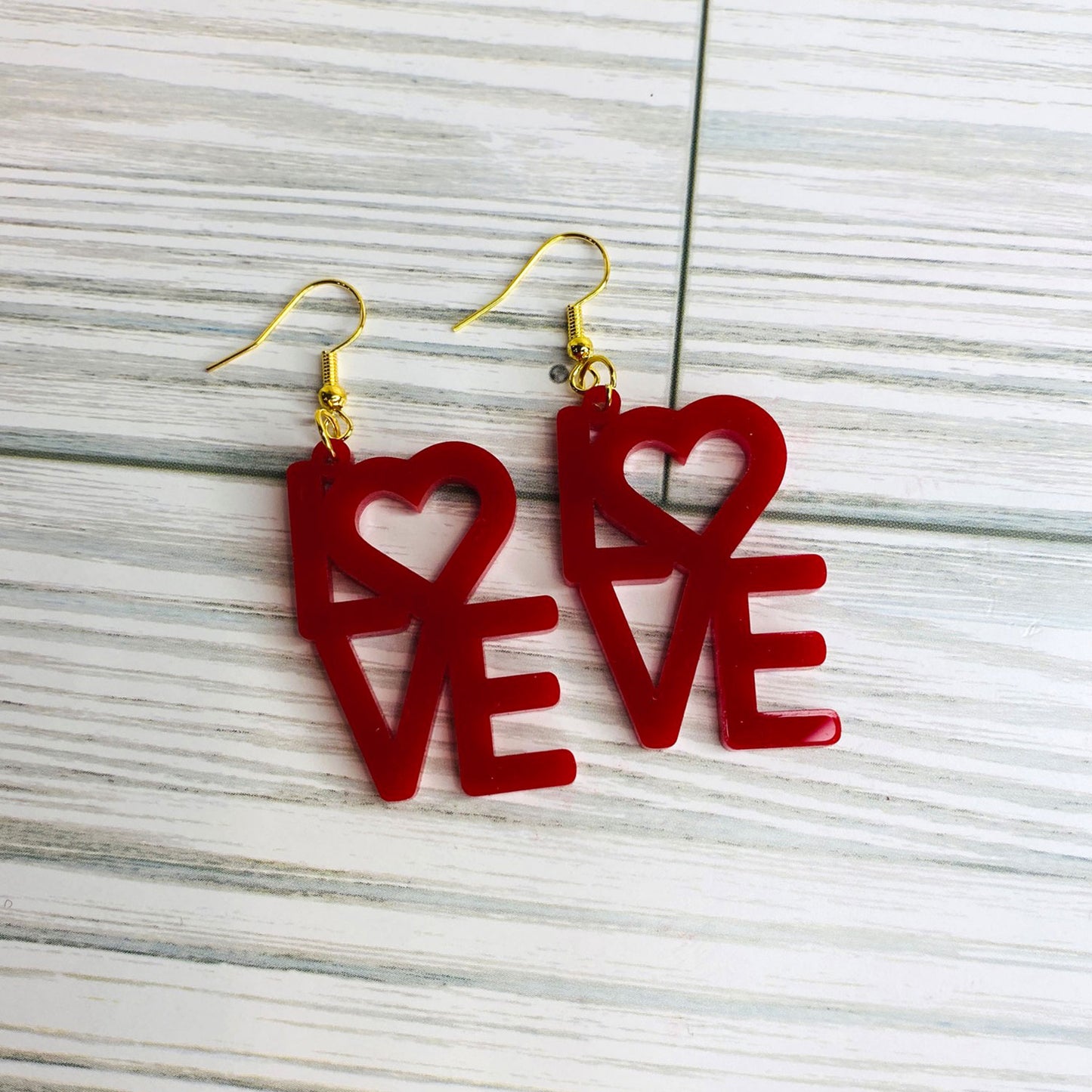 LOVE Word Stack Valentine's Dangle Earrings
