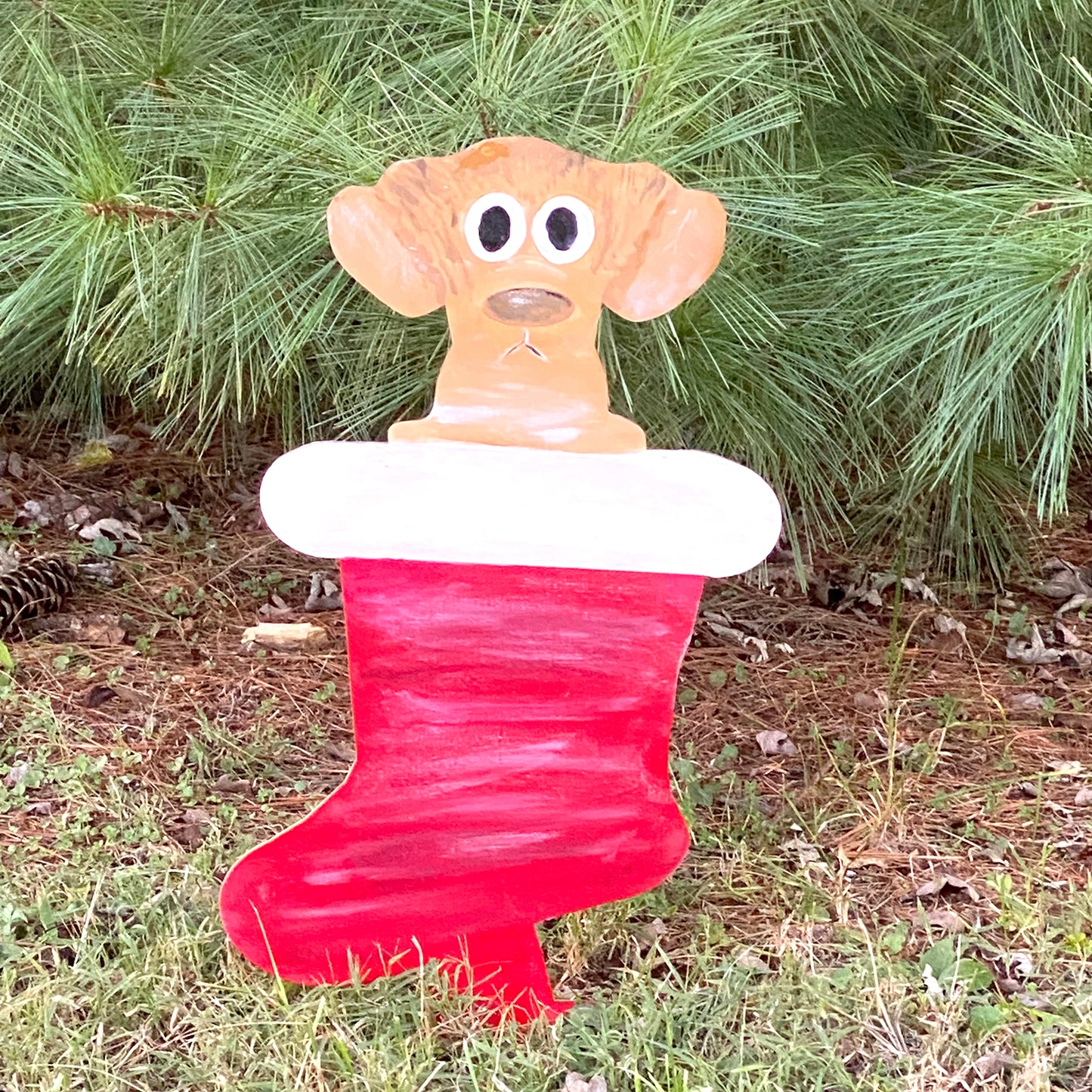 Lawn Art Christmas Stocking Pup