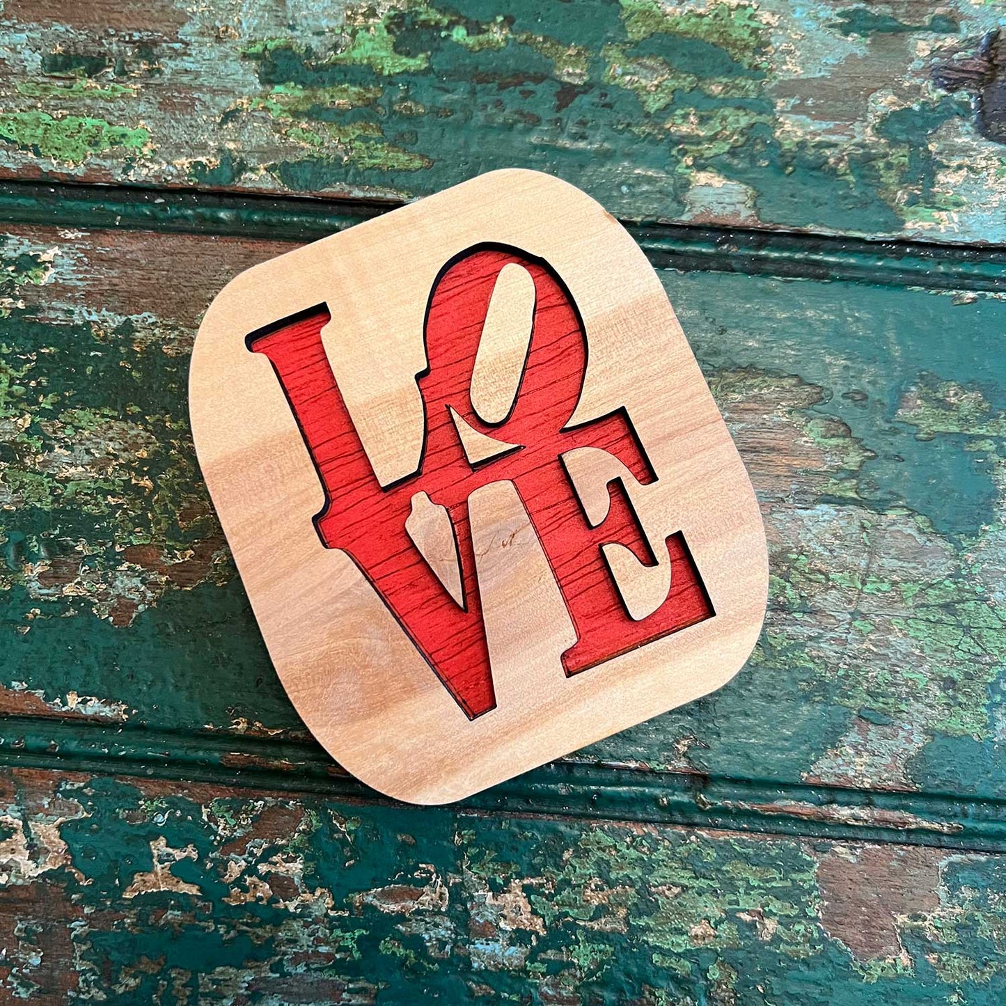 Layered Wood "Love" Magnet