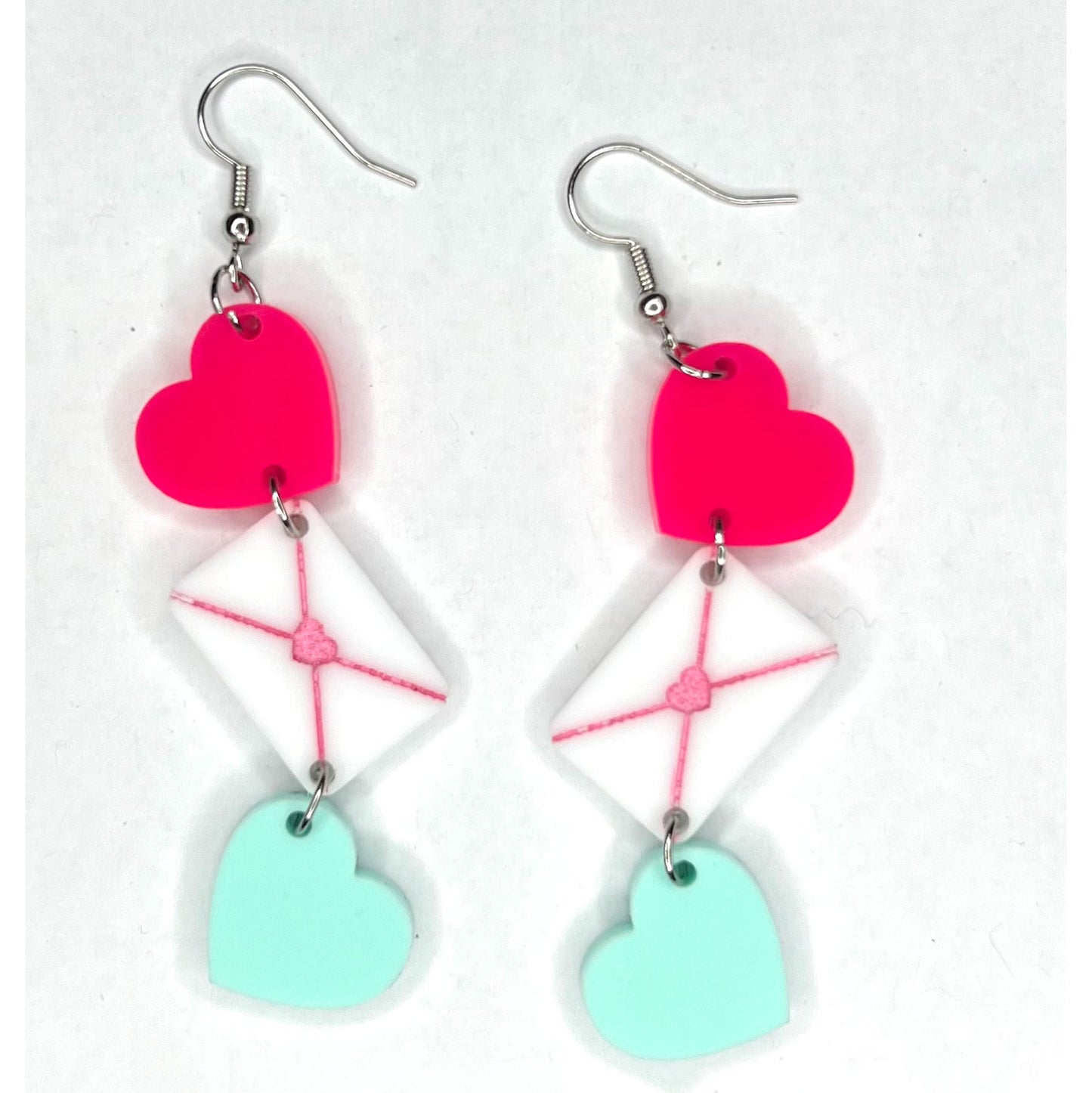 Layered Hearts with Envelope Dangle Earrings