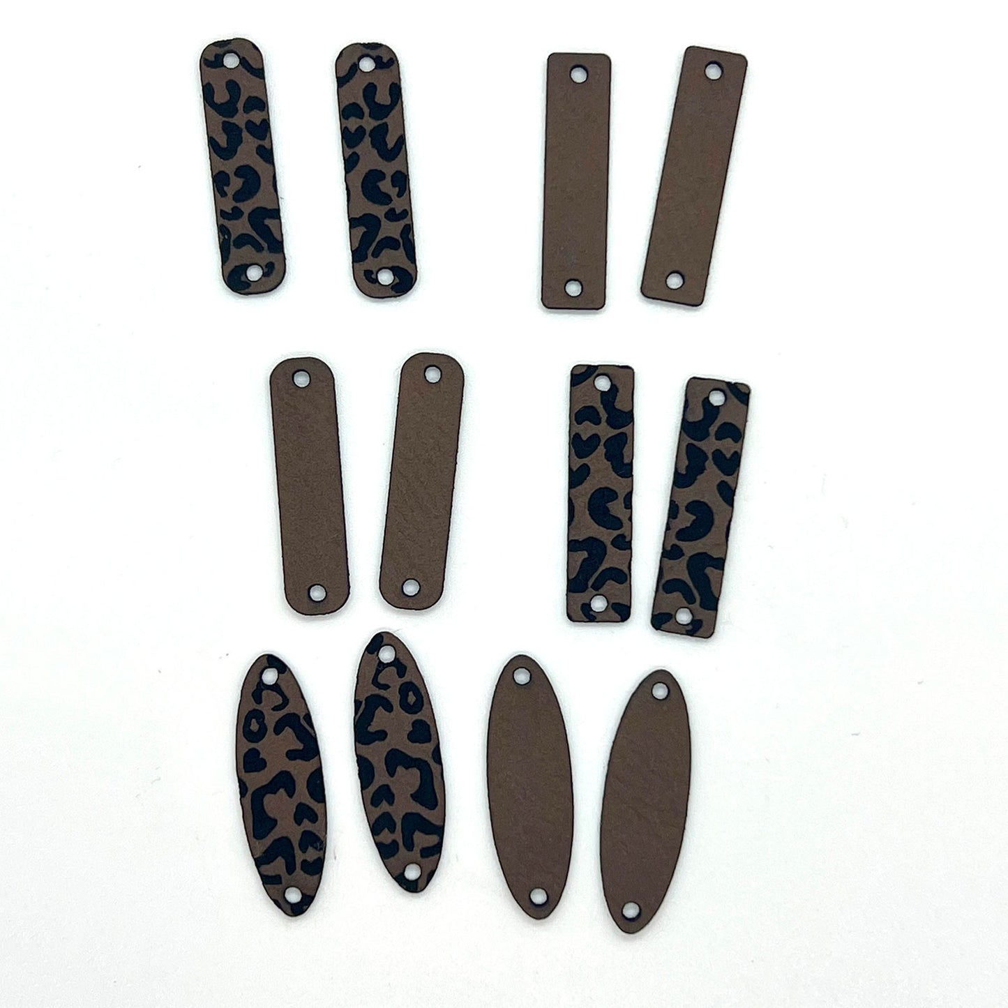 Leather Earring Tabs - Leopard Print (Set of 6)
