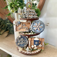 Lets Get Cozy Hello Winter Hot Cocoa Tiered Tray Mini Sign Set