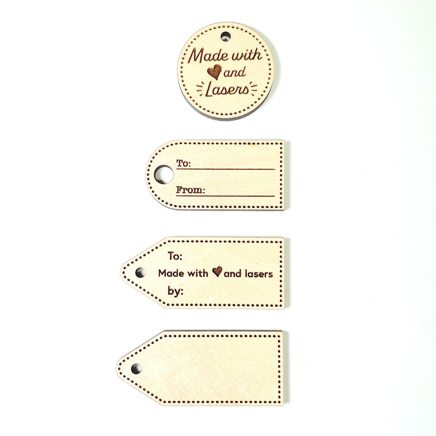 Made With Love And Lasers Customizable Gift Tags (Set of 4)