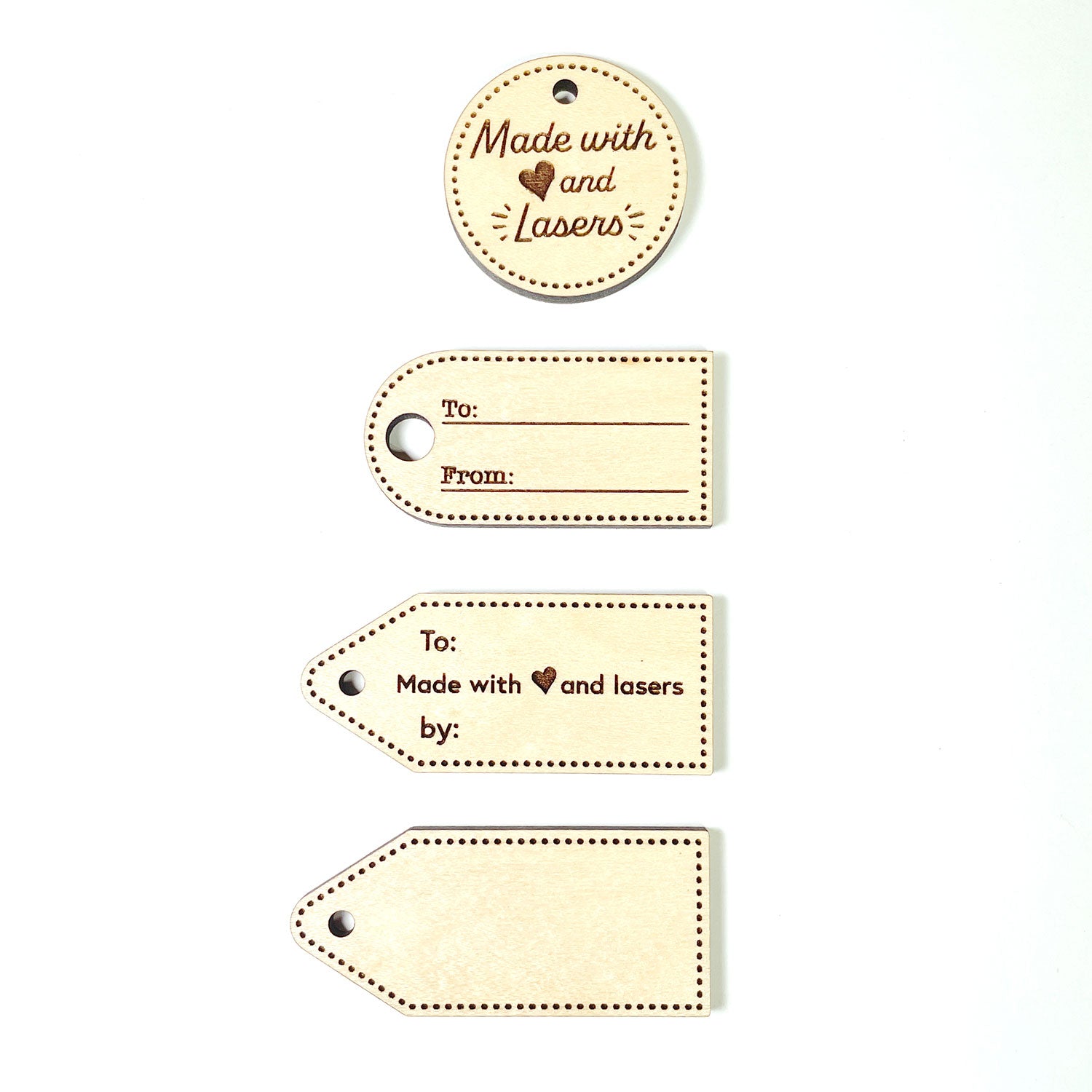 Made With Love And Lasers Customizable Gift Tags (Set of 4
