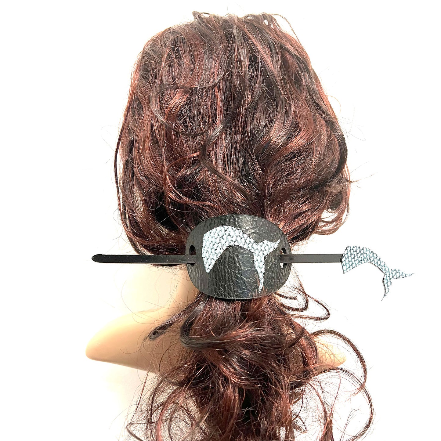 Mermaid Fin Leather Hair Tie With Hair Stick