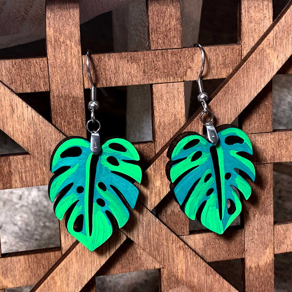 Monstera Leaf Dangle Earrings – Glowforge Shop