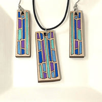 Mosaic Stained Glass Window, Pendant and Earring Set
