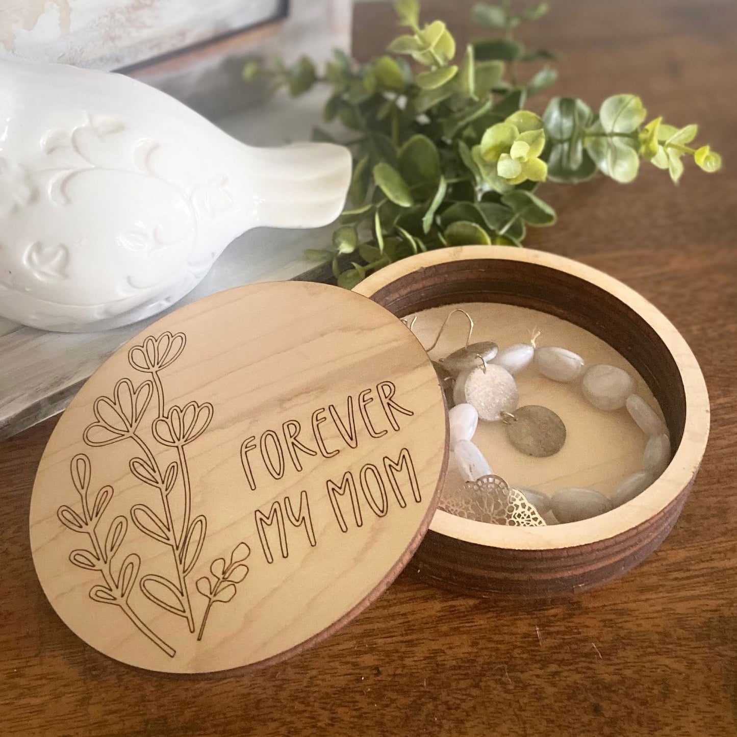 Mother's Day Floral Round Trinket Jewelry Box (Set of 2)