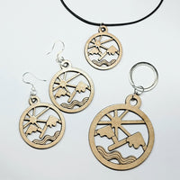 Mountain Morning Earrings, Pendant, and Keychain Set