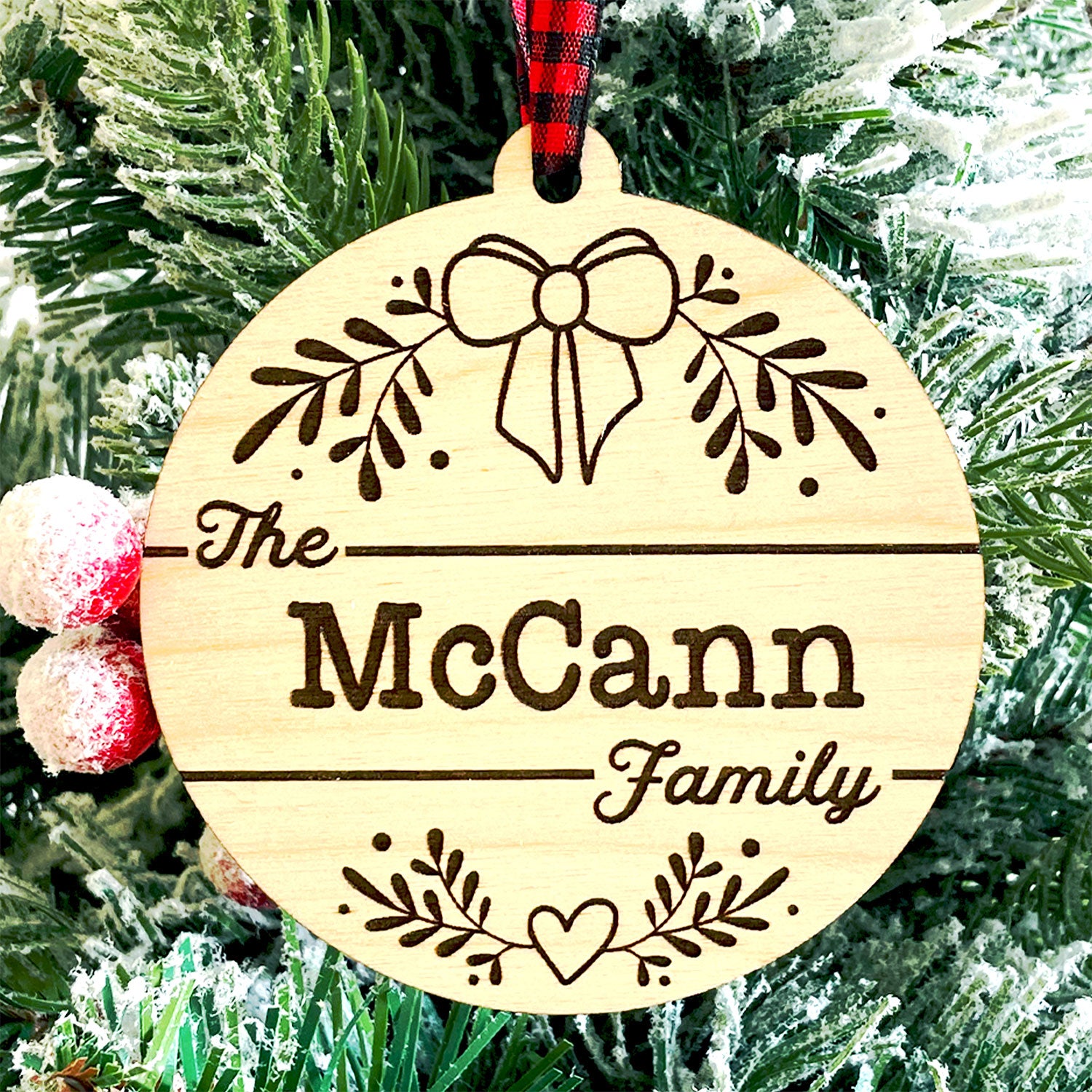Personalized Christmas Ornament With Bow Glowforge Shop personalized-christmas-ornament-with-bow-glowforge-shop