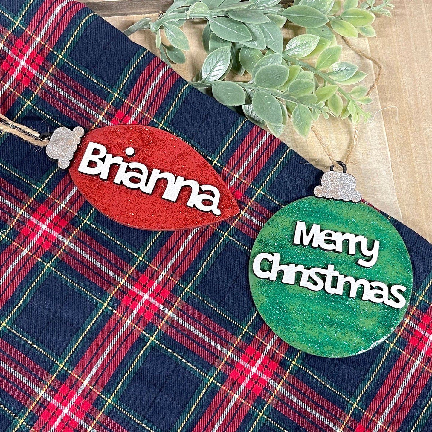 Personalized Christmas Ornaments or Stocking Tags (Set of 2)