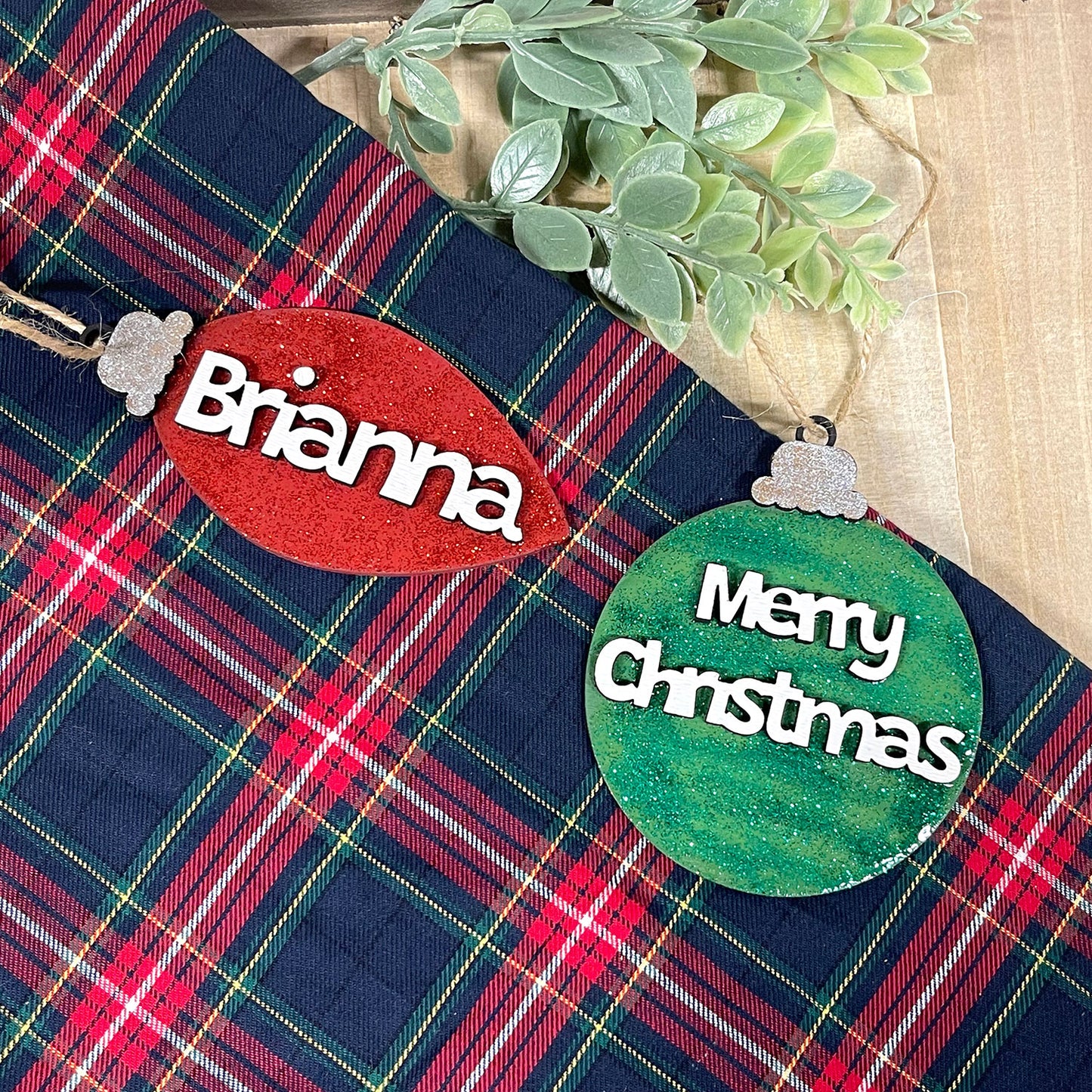Personalized Christmas Ornaments or Stocking Tags (Set of 2)