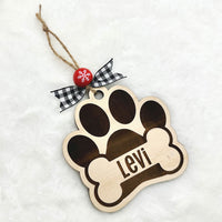 Personalized Dog Paw Print Christmas Ornament