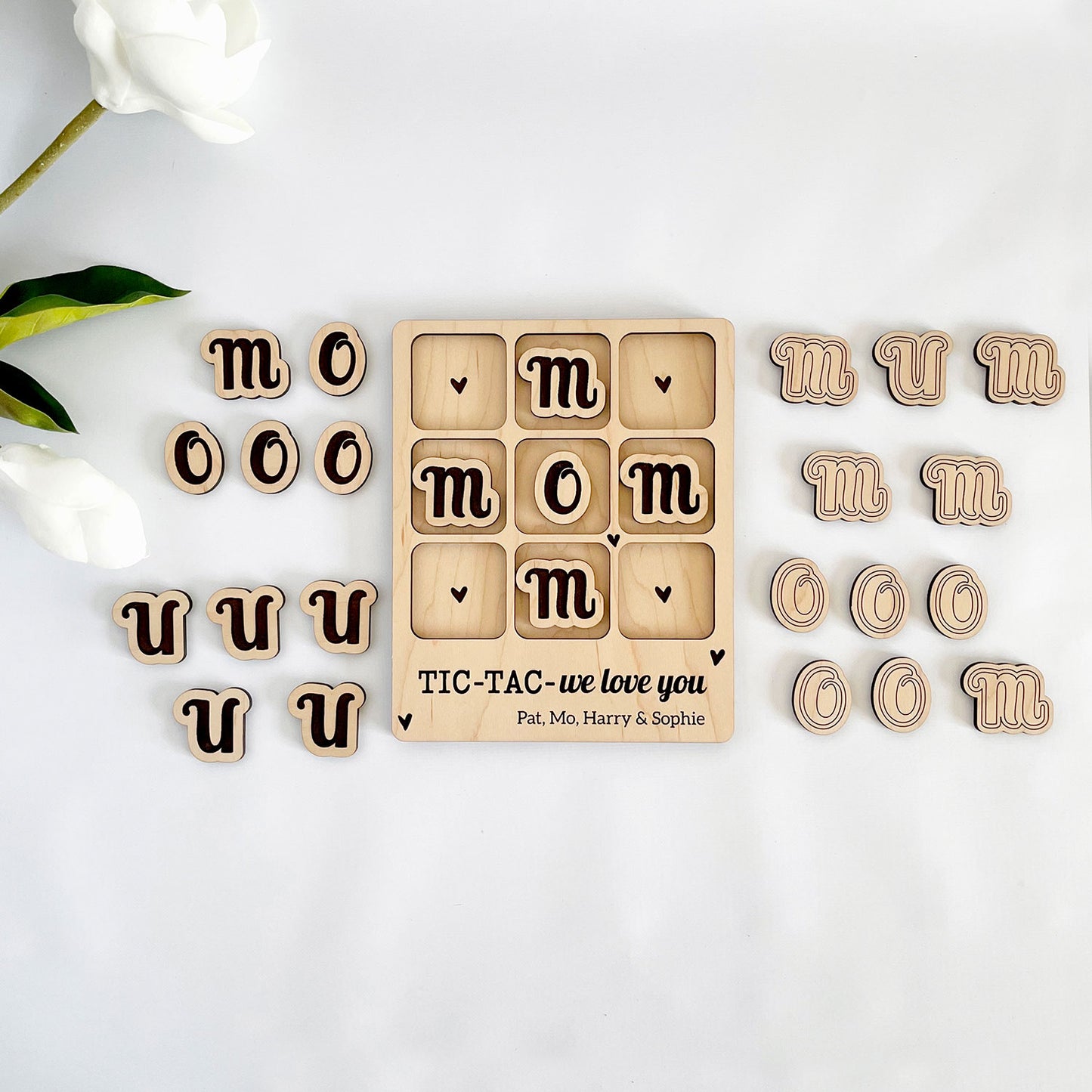 Personalized Tic-Tac-We Love You Mom/Mum (Set of 2)