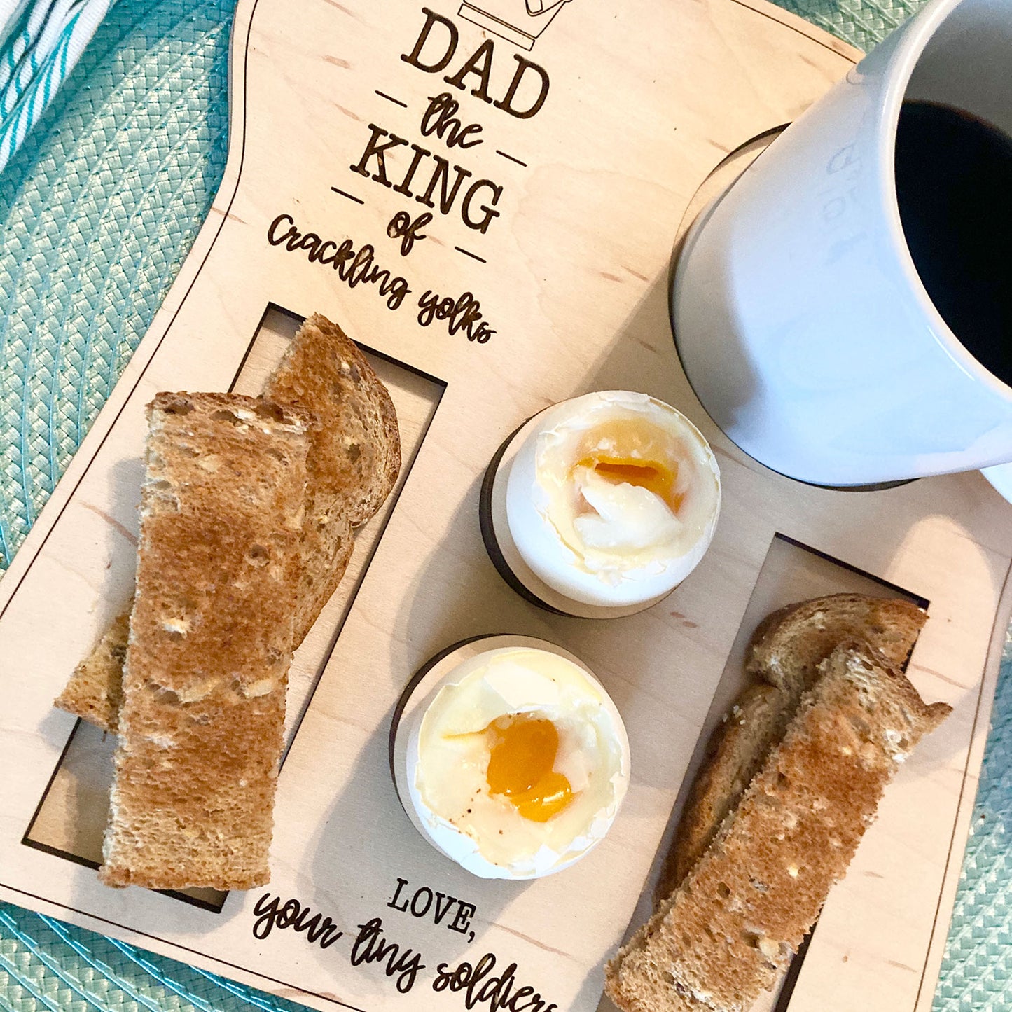 Personalized Father's Day Coffee, Egg and Toast Board