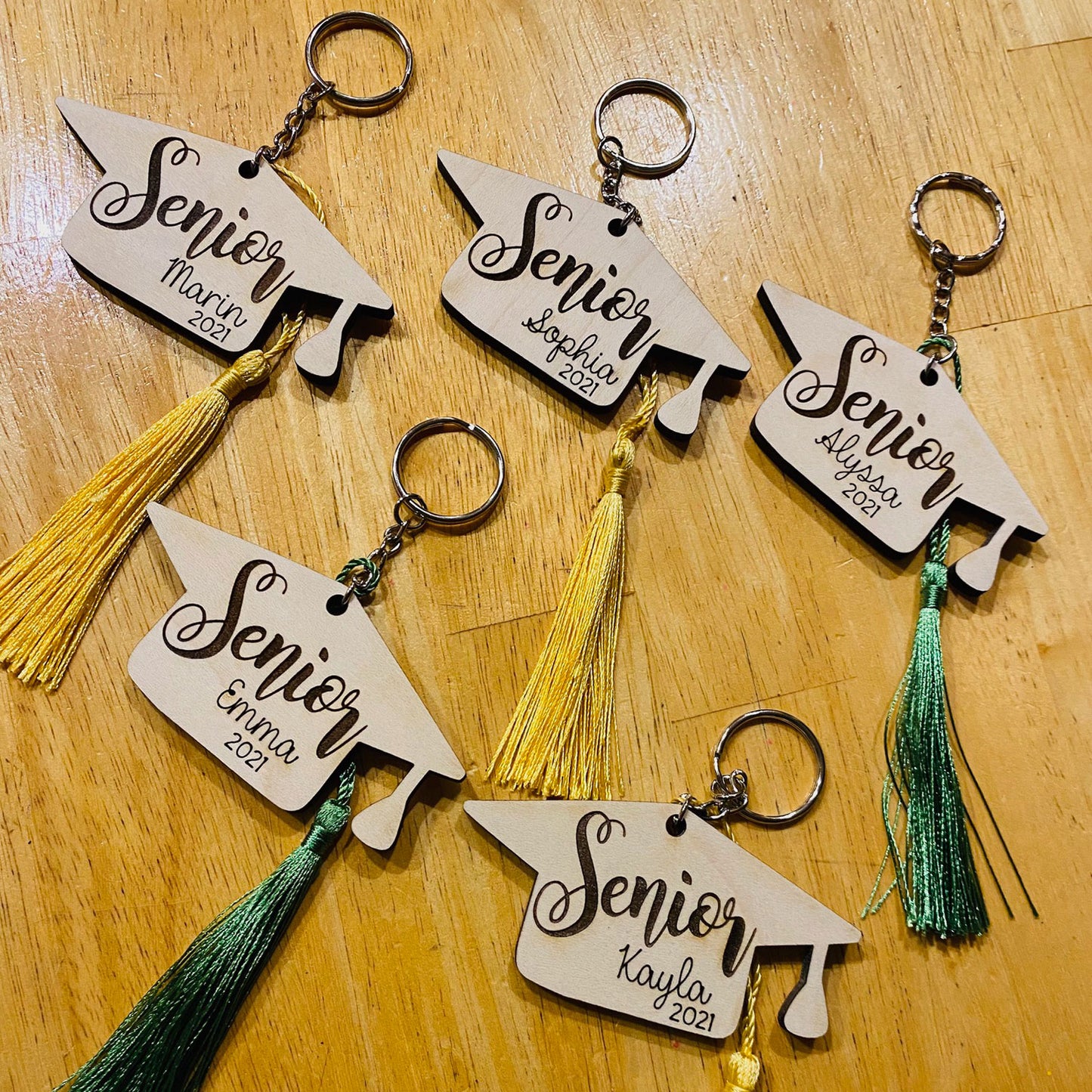 Personalized Graduation Cap Senior Keychain Ornament (Set of 2)