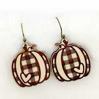 Plaid Pumpkin Stud and Dangle Earrings