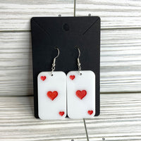 Playing Card Heart Suit Casino Poker Dangle Earrings