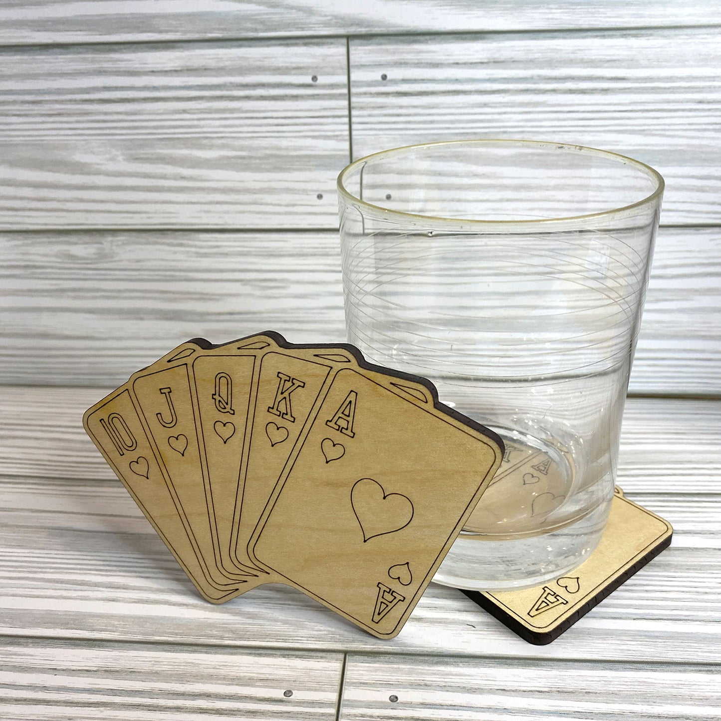 Poker Royal Flush Casino Playing Card Fan Coasters (Set of 2)