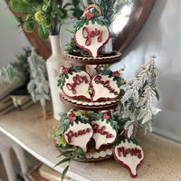 Rustic Christmas Script Holiday Ornaments (Set of 6)