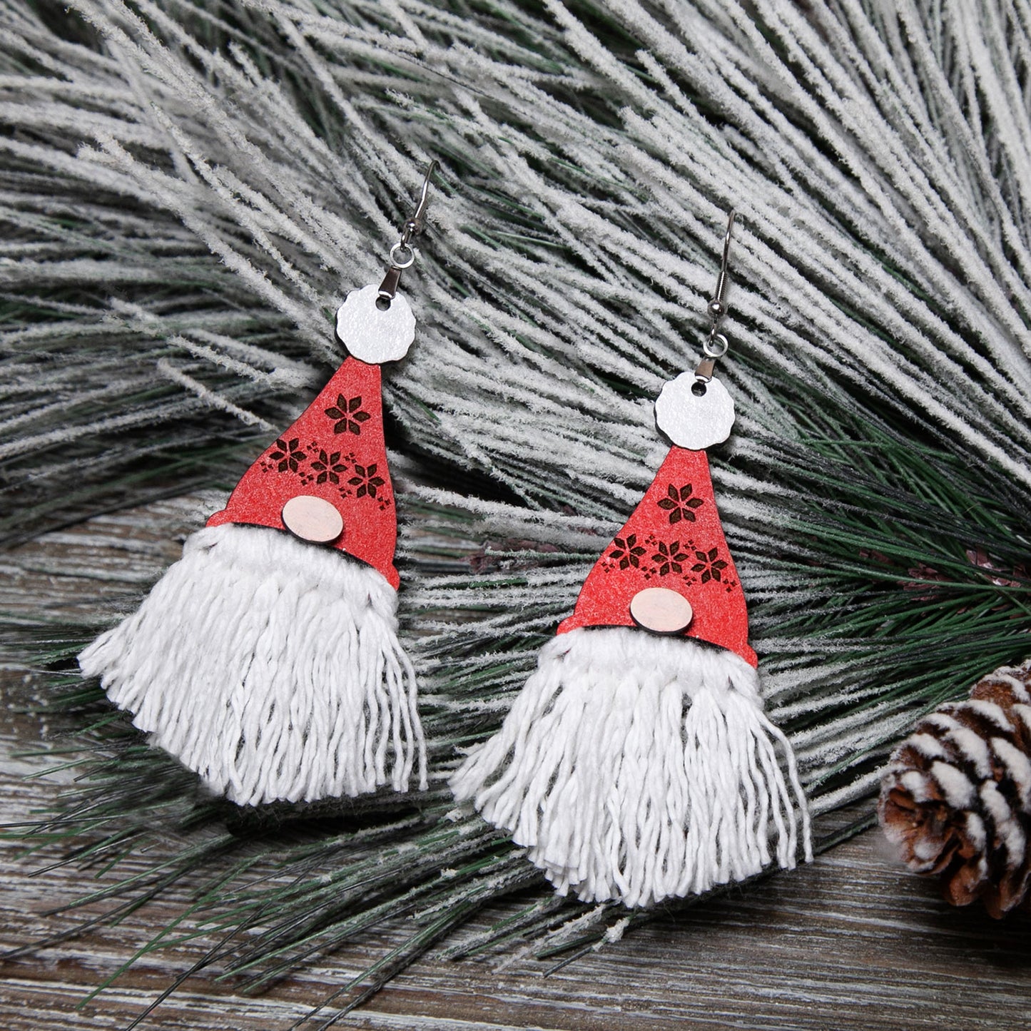 Santa Gnome Macrame Earrings