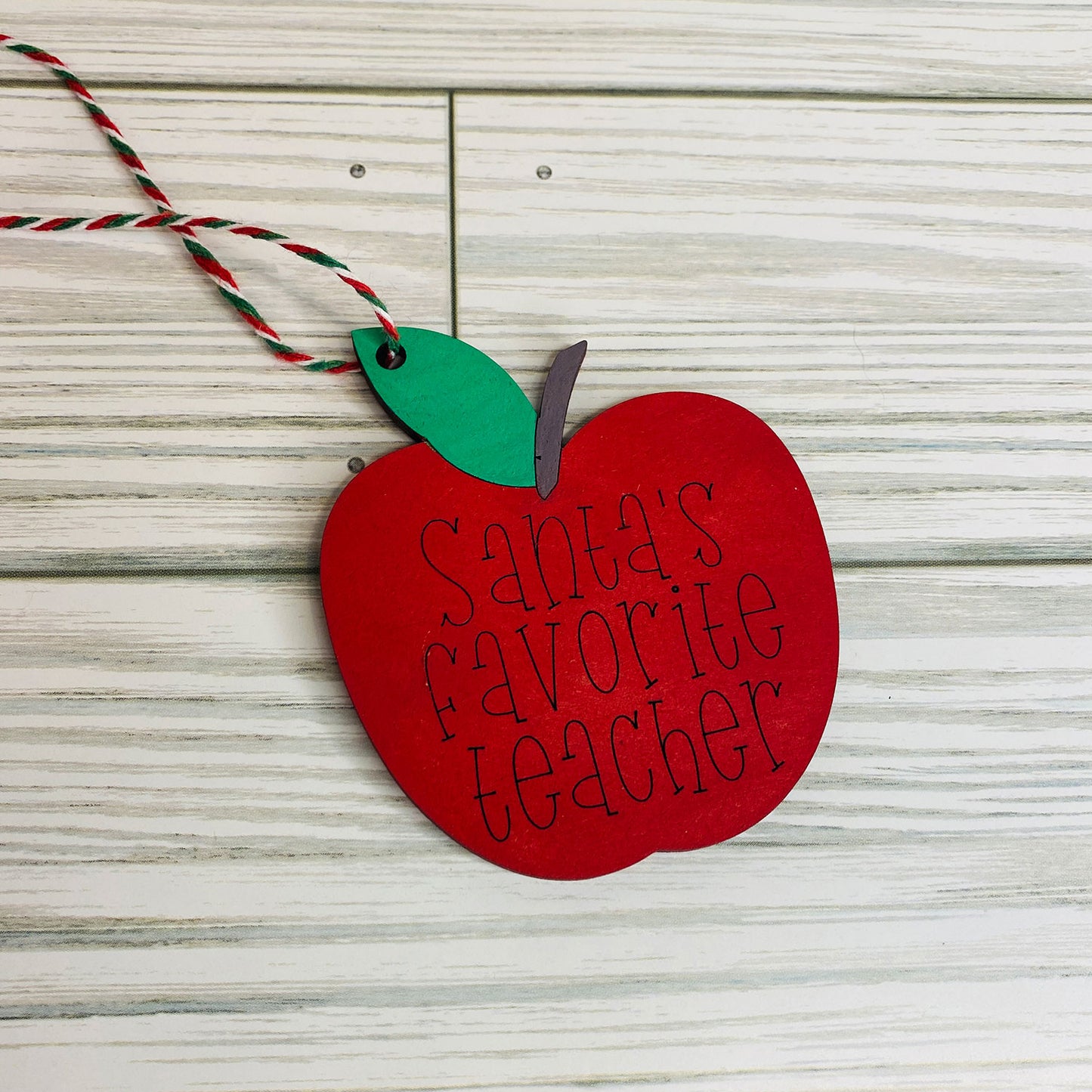 Santa's Favorite School Worker Apple Christmas Holiday Teacher Ornament (Set of 12)