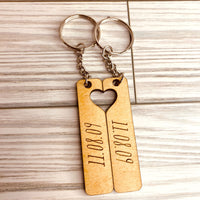 Simple Couple's Heart Rectangle Bar Keychains