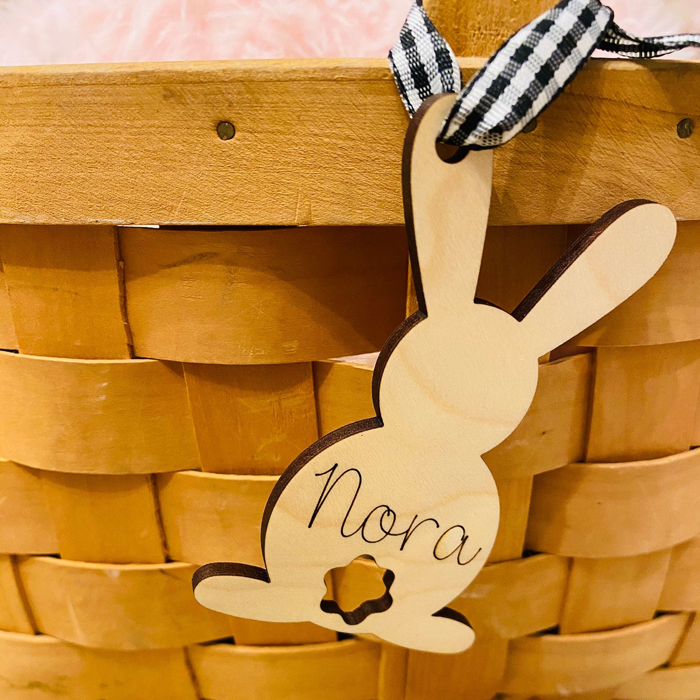 Simple Cute Easter Bunny Basket Name Tag