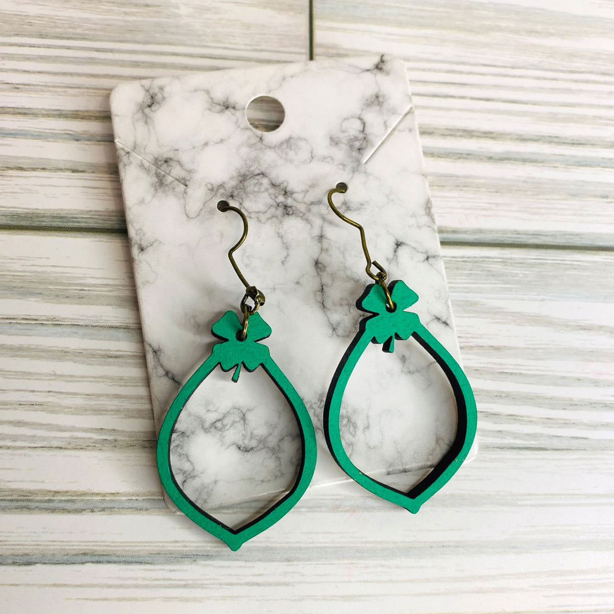 St Patricks Day earrings with shamrock charm – One Glance~Jewelry