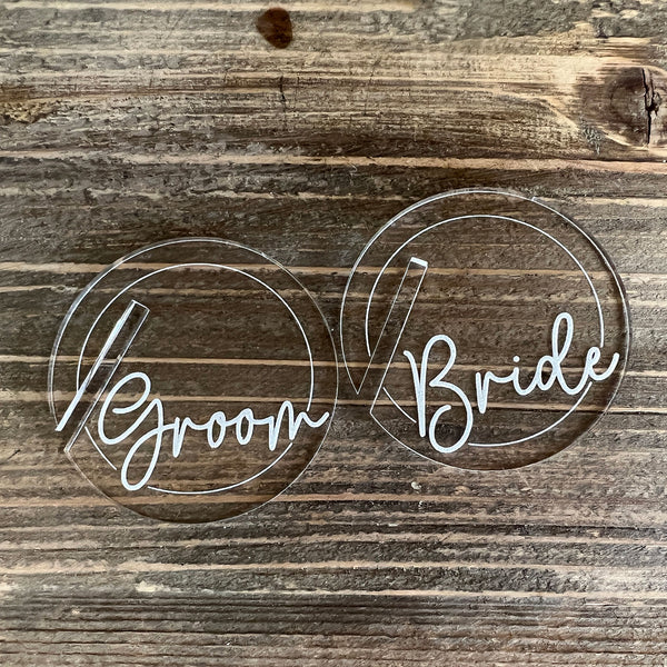 Simple Bride and Groom Glass Tags - Wedding Wine Glass Tags – Glowforge ...