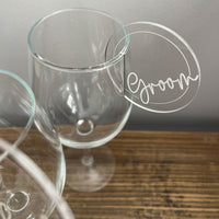 Simple Bride and Groom Glass Tags - Wedding Wine Glass Tags