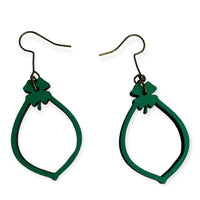 Simple Shamrock St. Patrick's Day Teardrop Hoop Dangle Earrings