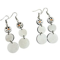 Snowman Snow Woman Tiered Winter Dangle Earrings Set
