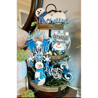 Snowman Let It Snow Tiered Tray Mini Signs
