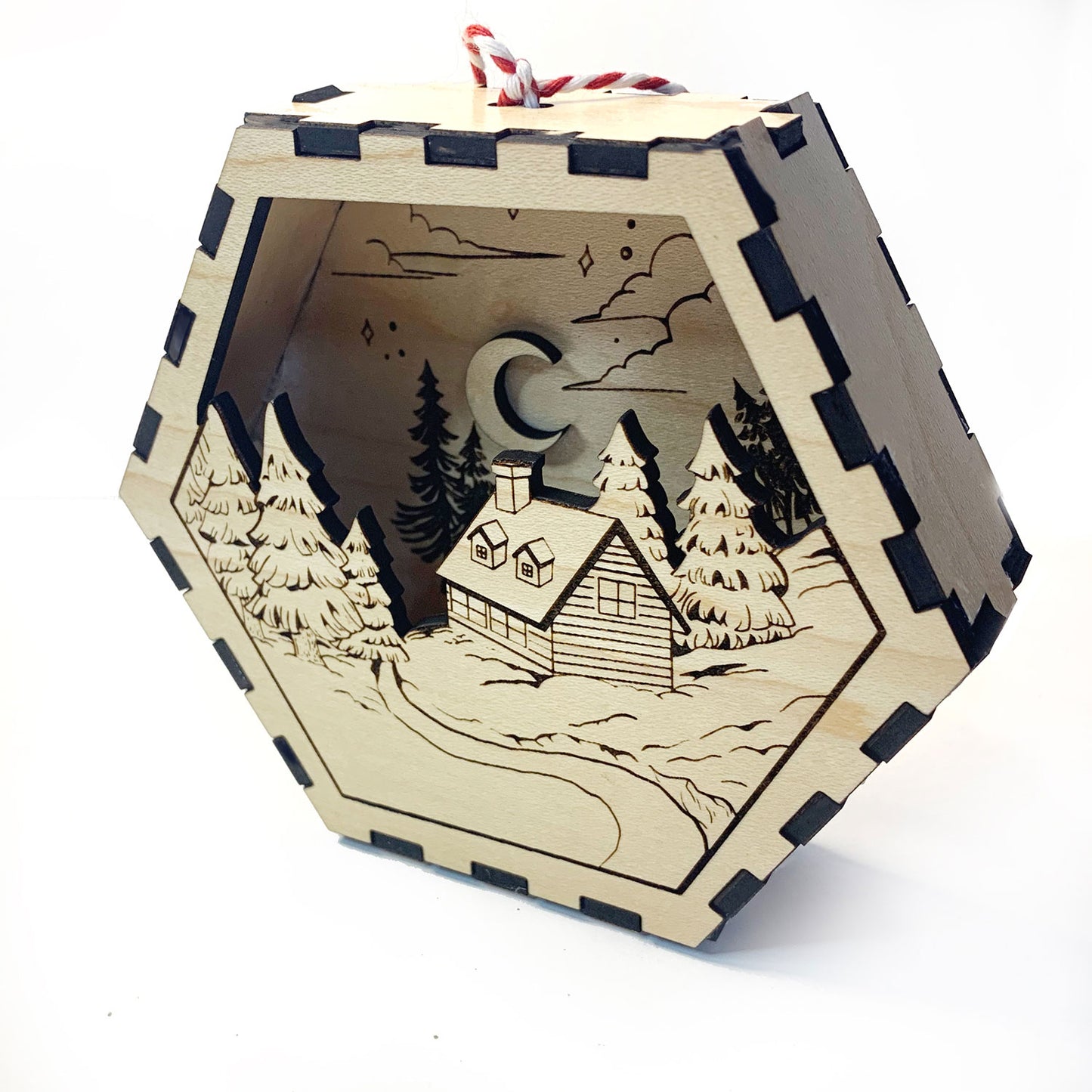 Snowy Cabin 3D Ornament