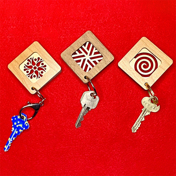 Square Key Fobs With Three Motifs Shop